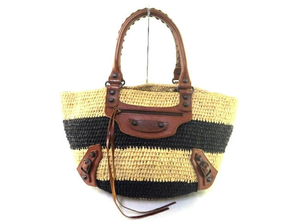 Balenciaga Bag Tote Basket Raffia Leather